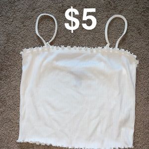 White Lettuce Trim Crop Top